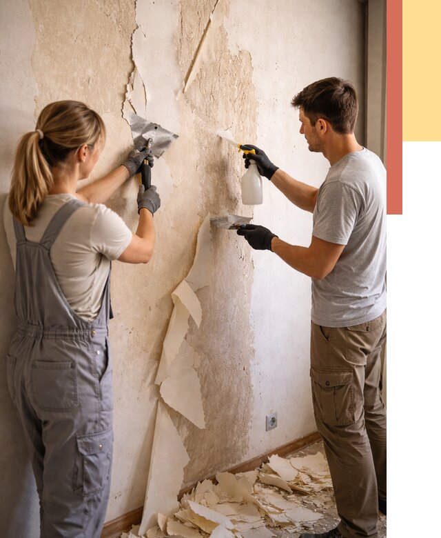 Снятие старых обоев в Каменске-Шахтинском от 5408 руб. под ключ недорого | ОТДЕЛОЧНИК-Ксш