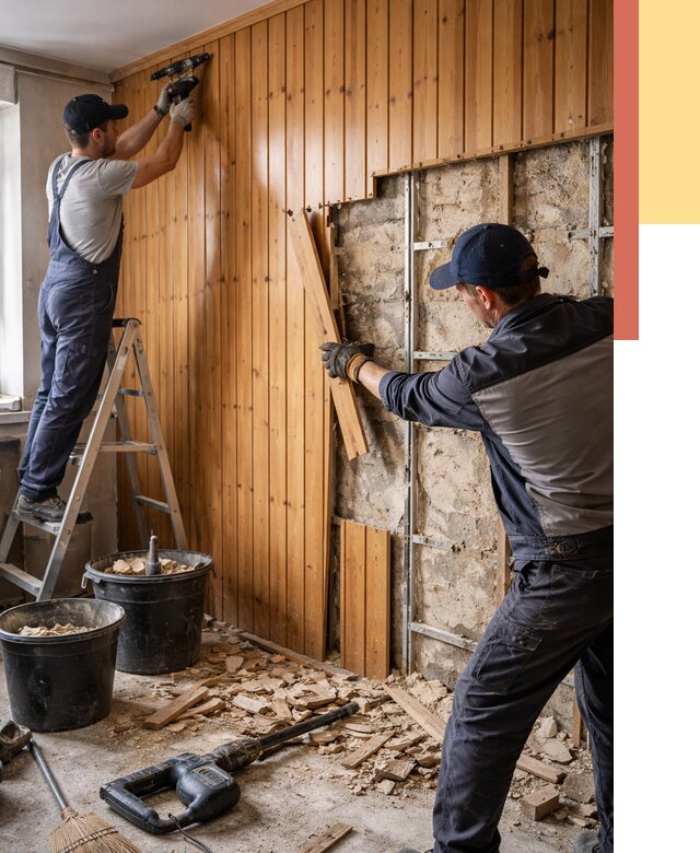 Демонтаж вагонки со стен в Каменске-Шахтинском от 1494 руб. — снятие, удаление, срочно | ОТДЕЛОЧНИК-Ксш