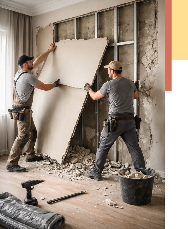 Демонтаж гипсокартона со стен в Каменске-Шахтинском от 361 руб. — услуги демонтажа | ОТДЕЛОЧНИК-Ксш