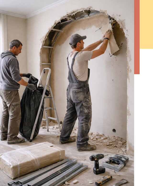 Демонтаж арки из гипсокартона в Каменске-Шахтинском от 3605 руб. — услуги под ключ | ОТДЕЛОЧНИК-Ксш