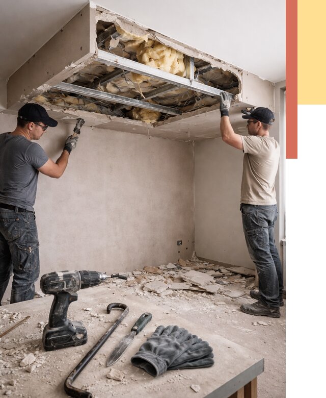 Демонтаж короба из гипсокартона в Каменске-Шахтинском от 1566 руб. — быстро и недорого | ОТДЕЛОЧНИК-Ксш