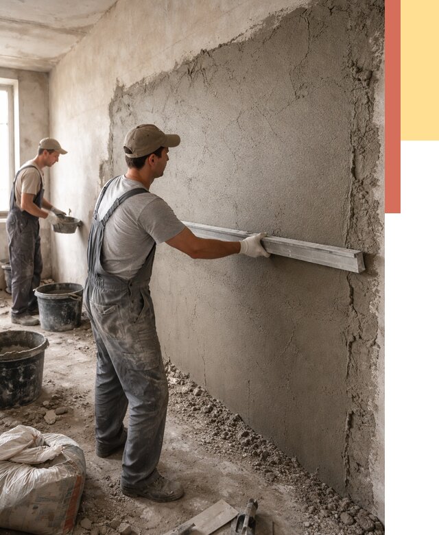 Цементная штукатурка стен в Каменске-Шахтинском от 4635 руб/м2 — быстро и недорого | ОТДЕЛОЧНИК-Ксш