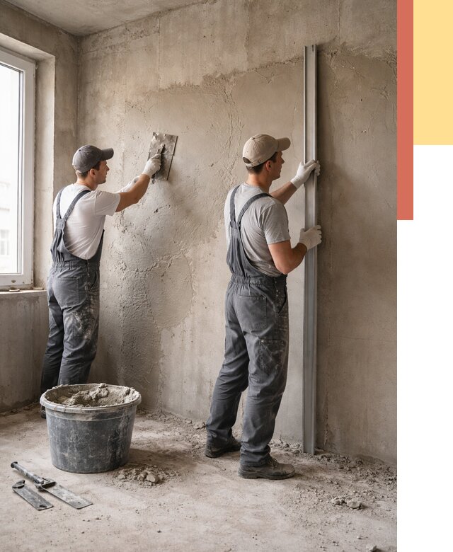 Штукатурка бетонных стен в Каменске-Шахтинском от 4635 руб/м² — качественно и быстро | ОТДЕЛОЧНИК-Ксш