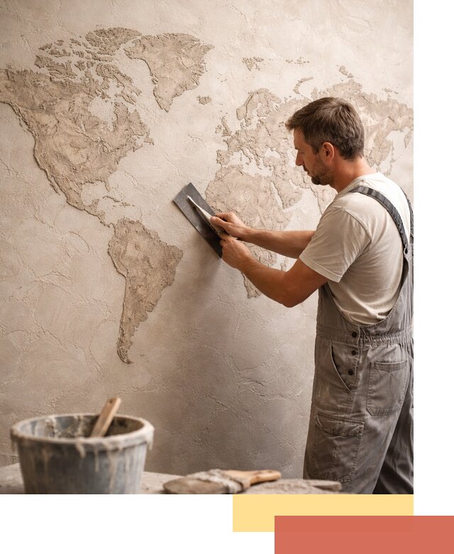 Декоративная штукатурка «Карта мира» под ключ в Каменске-Шахтинском