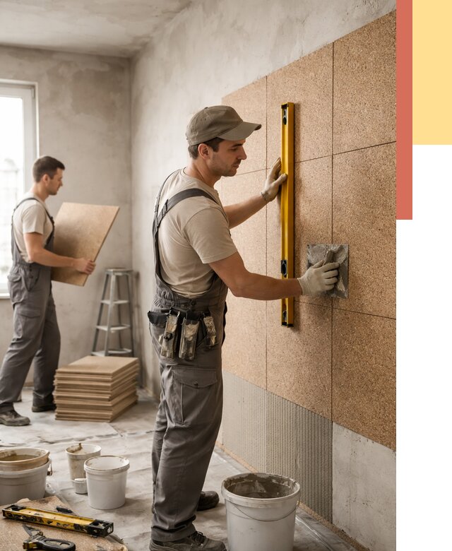 Монтаж пробковых панелей на стены в Каменске-Шахтинском от 3605 руб. — ОТДЕЛОЧНИК-Ксш