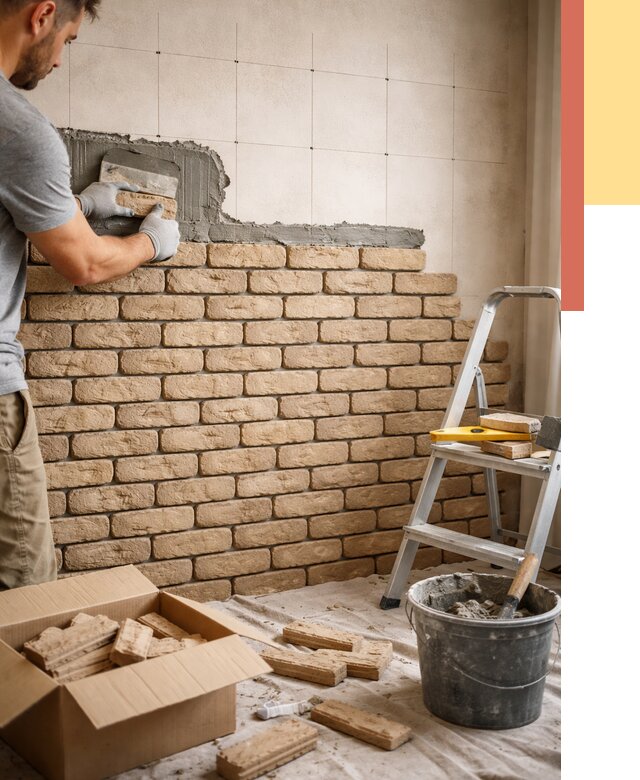 Монтаж декоративного кирпича в Каменске-Шахтинском от 3296 руб./м² — быстро и недорого | ОТДЕЛОЧНИК-Ксш