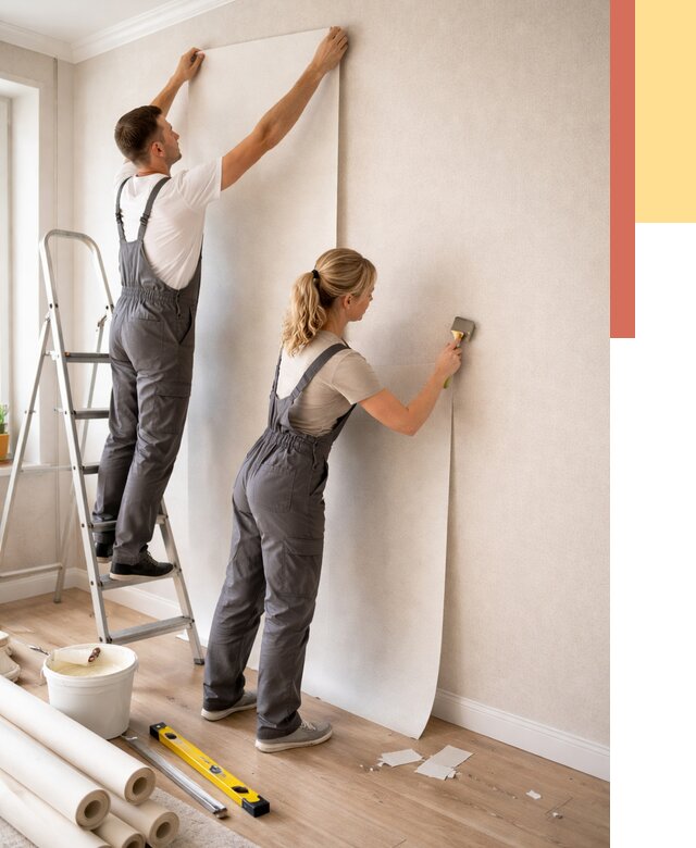 Поклейка флизелиновых обоев в Каменске-Шахтинском от 6181 руб. | Быстро и недорого — ОТДЕЛОЧНИК-Ксш