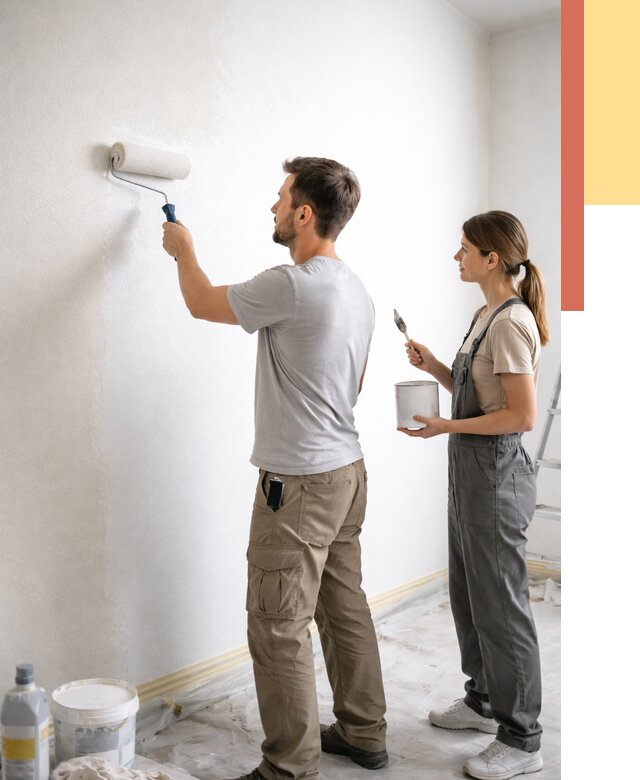 Окраска стен по стеклохолсту в Каменске-Шахтинском от 4635 руб/м² под ключ | ОТДЕЛОЧНИК-Ксш