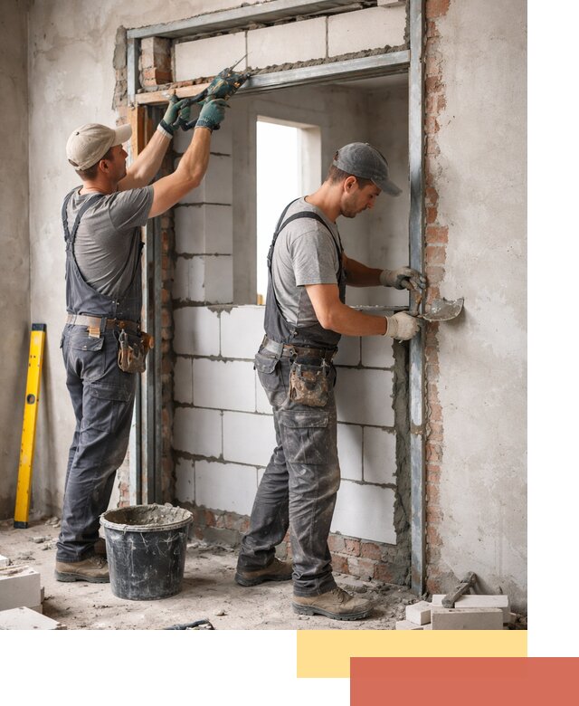 Закладка дверного проема под ключ в Каменске-Шахтинском: демонтаж, монтаж, отделка