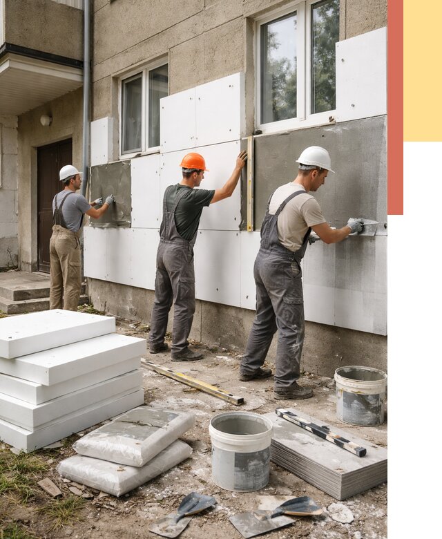 Утепление стен пенопластом в Каменске-Шахтинском от 1803 руб. — недорого и под ключ | ОТДЕЛОЧНИК-Ксш