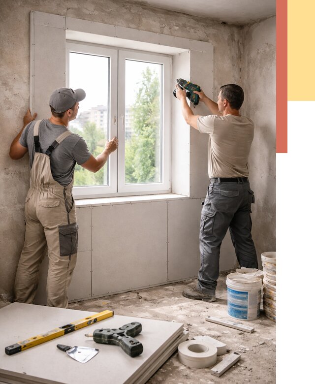 Монтаж откосов из гипсокартона в Каменске-Шахтинском от 4635 руб. под ключ | ОТДЕЛОЧНИК-Ксш