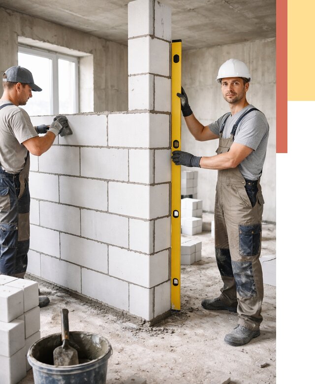 Кладка перегородок из пеноблока в Каменске-Шахтинском от 1854 руб. под ключ | ОТДЕЛОЧНИК-Ксш