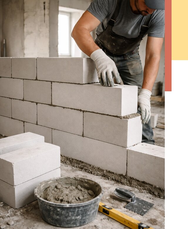 Кладка перегородок из силикатного блока в Каменске-Шахтинском от 4120 руб. под ключ | ОТДЕЛОЧНИК-Ксш