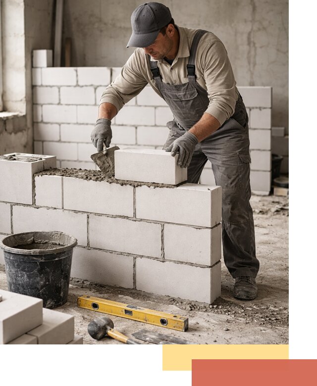 Кладка перегородок из силикатного блока в Каменске-Шахтинском