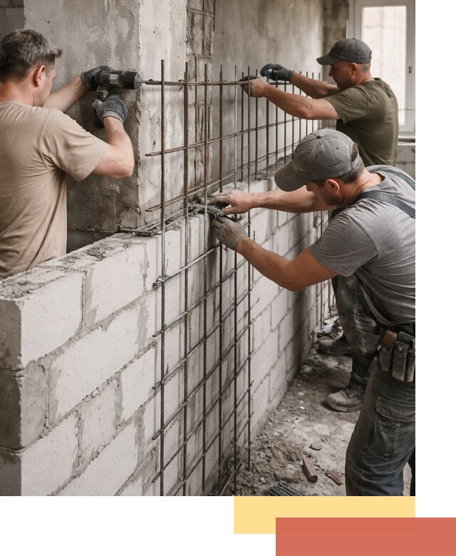 Армирование кладки перегородок в Каменске-Шахтинском профессионально и надёжно