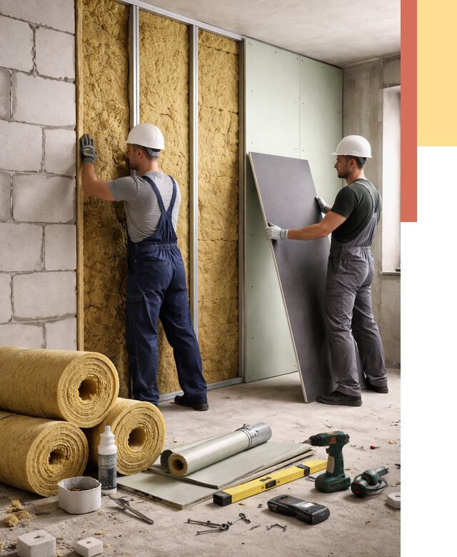 Шумоизоляция перегородок из блоков в Каменске-Шахтинском от 1906 руб./м² — быстро и недорого | ОТДЕЛОЧНИК-Ксш