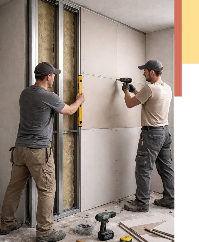 Монтаж двухслойной перегородки из гипсокартона в Каменске-Шахтинском от 1494 руб. | ОТДЕЛОЧНИК-Ксш