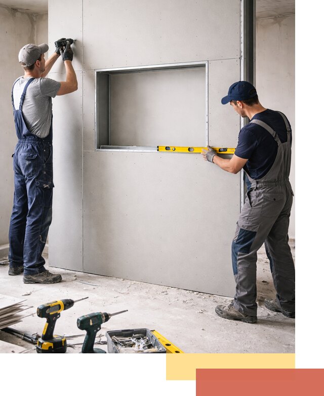 Перегородка из гипсокартона с нишей под декор в Каменске-Шахтинском