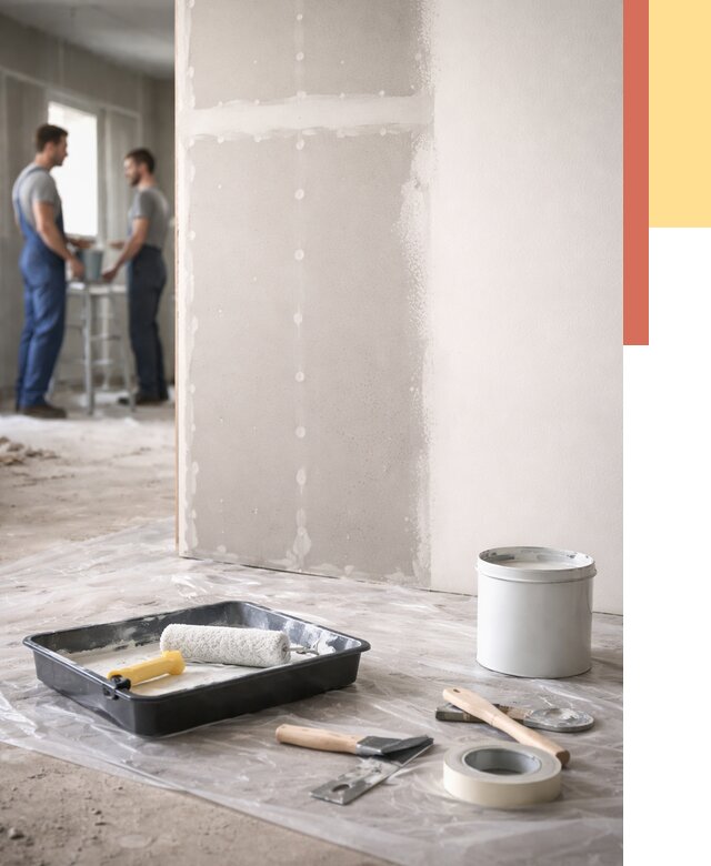 Покраска перегородок из гипсокартона в Каменске-Шахтинском от 4635 руб. под ключ | ОТДЕЛОЧНИК-Ксш