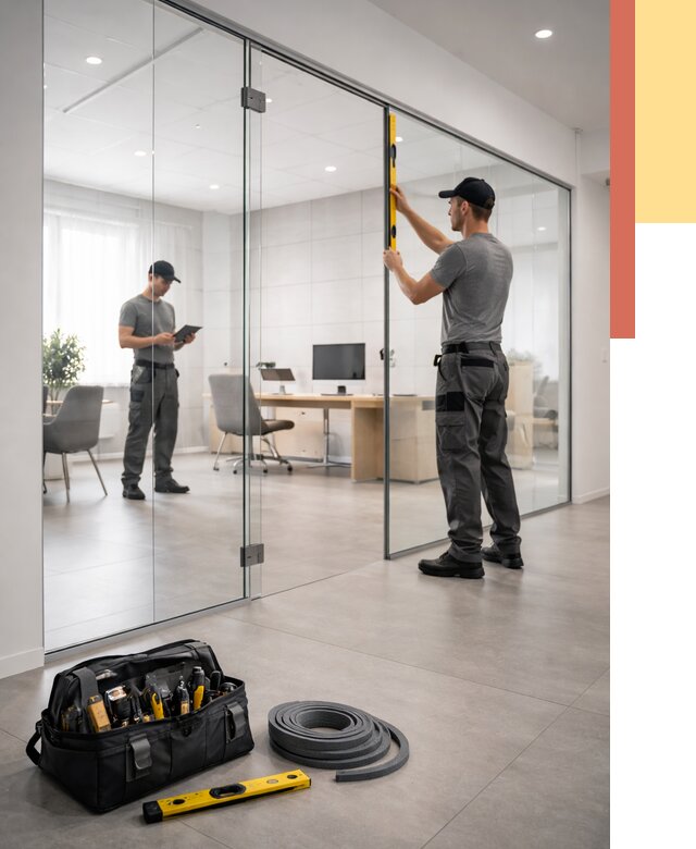 Цельностеклянные перегородки под ключ в Каменске-Шахтинском от 9786 руб. — монтаж и цены | ОТДЕЛОЧНИК-Ксш