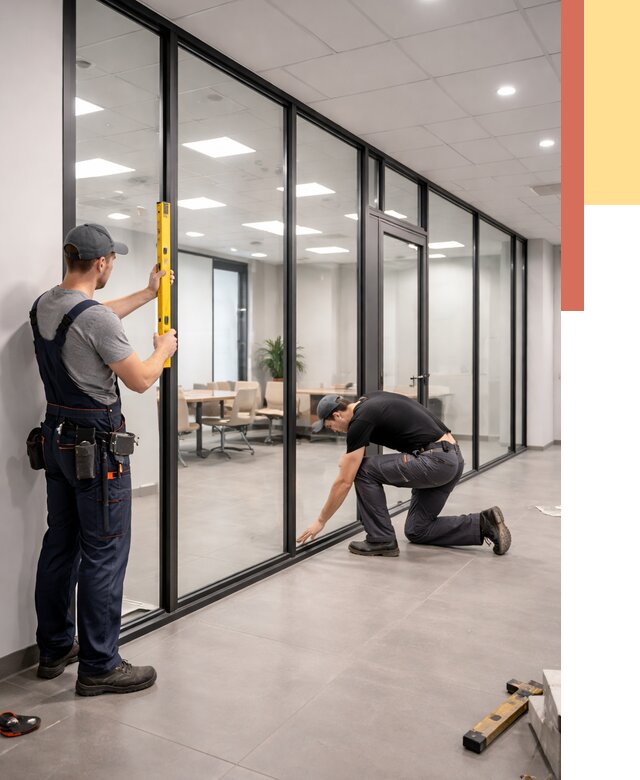 Каркасные стеклянные перегородки в Каменске-Шахтинском под ключ от 9477 руб. | ОТДЕЛОЧНИК-Ксш