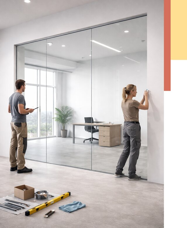 Перегородки из закаленного стекла в Каменске-Шахтинском от 9786 руб. под ключ | ОТДЕЛОЧНИК-Ксш