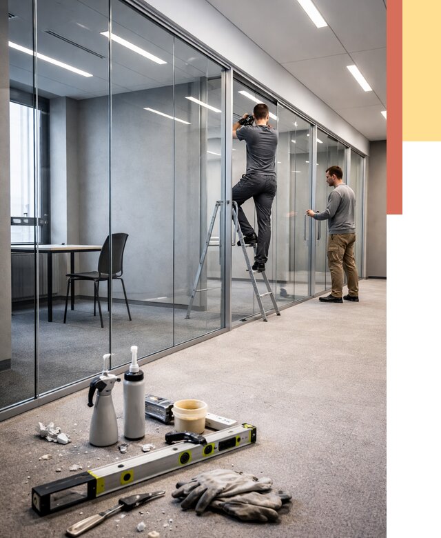 Стеклянные офисные перегородки в Каменске-Шахтинском от 8756 руб. — монтаж и установка | ОТДЕЛОЧНИК-Ксш