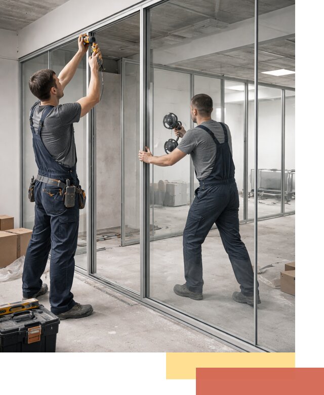 Алюминиевые перегородки со стеклом в Каменске-Шахтинском — изготовление и монтаж