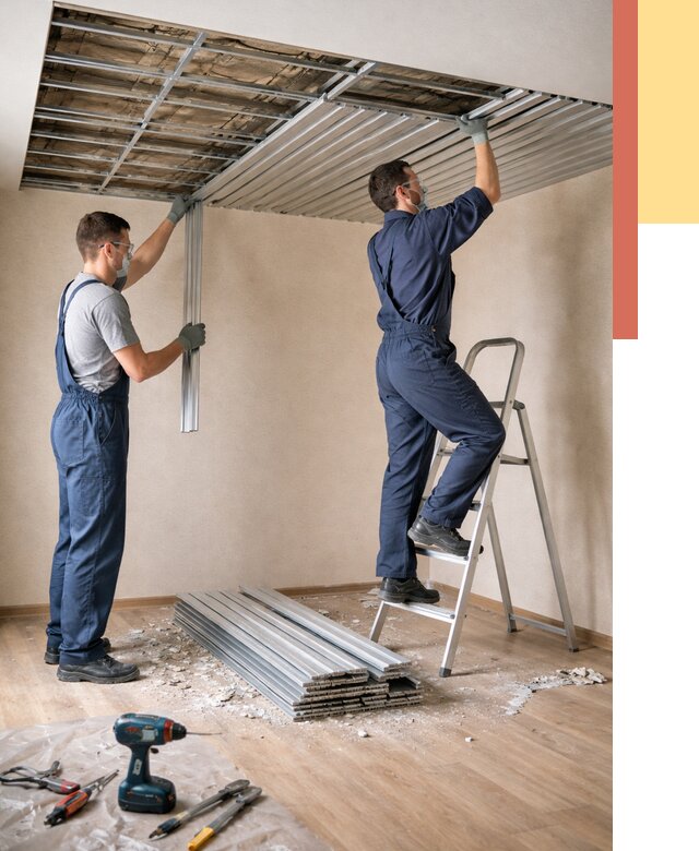 Демонтаж реечного потолка в Каменске-Шахтинском от 4635 руб. быстро и недорого | ОТДЕЛОЧНИК-Ксш