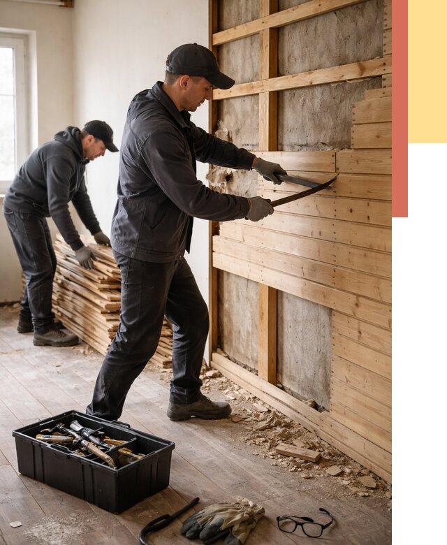 Демонтаж вагонки в Каменске-Шахтинском от 3914 руб/м2 — быстро и недорого | ОТДЕЛОЧНИК-Ксш