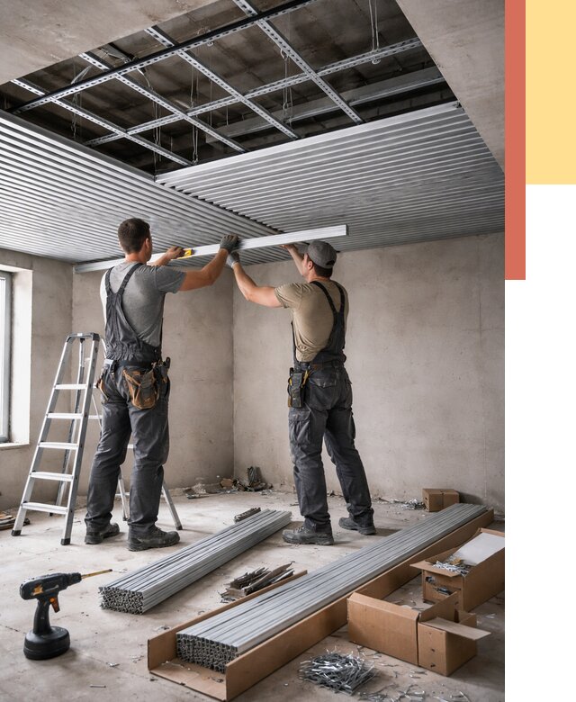 Монтаж реечного потолка в Каменске-Шахтинском от 4635 руб. под ключ | ОТДЕЛОЧНИК-Ксш