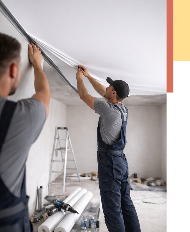 Монтаж матового натяжного потолка в Каменске-Шахтинском от 4635 руб./м² — быстро и недорого | ОТДЕЛОЧНИК-Ксш