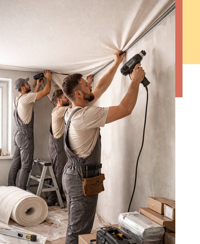 Монтаж фактурного натяжного потолка в Каменске-Шахтинском от 773 руб. — ОТДЕЛОЧНИК-Ксш