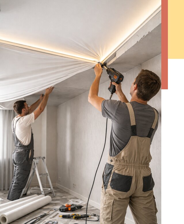 Монтаж натяжного потолка с подсветкой в Каменске-Шахтинском от 979 руб. | ОТДЕЛОЧНИК-Ксш