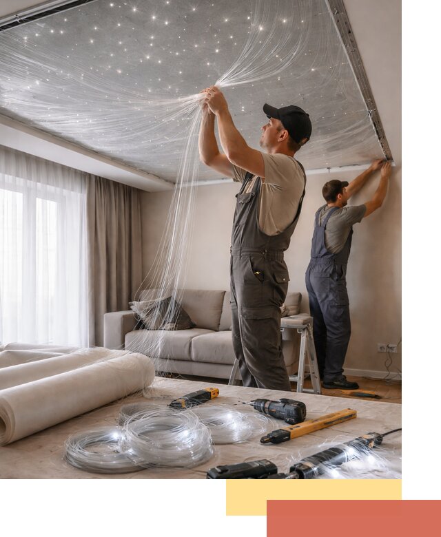 Монтаж натяжного потолка «Звездное небо» в Каменске-Шахтинском