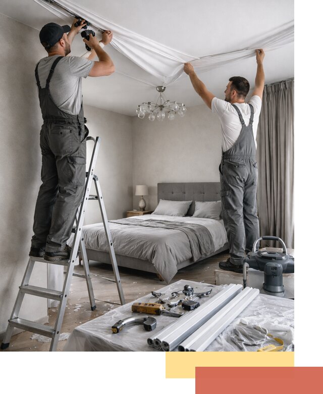 Монтаж натяжного потолка в спальне в Каменске-Шахтинском