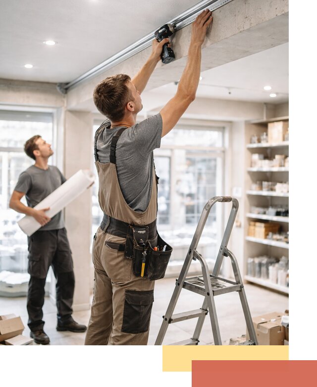 Монтаж натяжных потолков в магазине в Каменске-Шахтинском