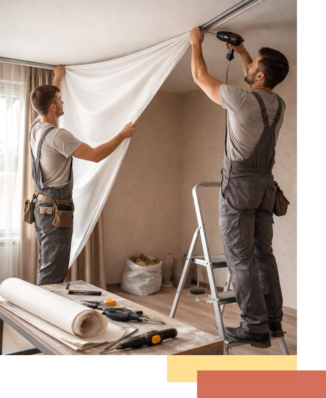 Замена полотна натяжного потолка в Каменске-Шахтинском быстро и качественно