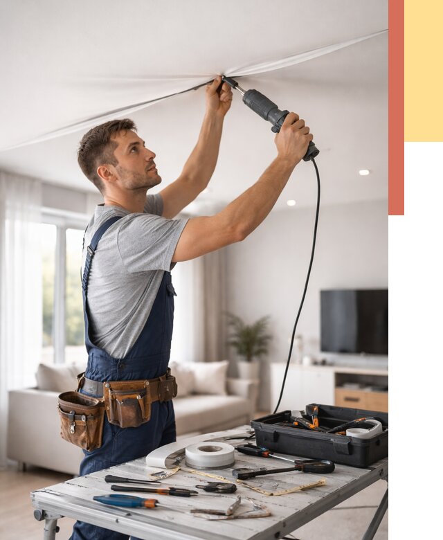 Ремонт натяжных потолков в Каменске-Шахтинском от 9786 руб. под ключ — ОТДЕЛОЧНИК-Ксш