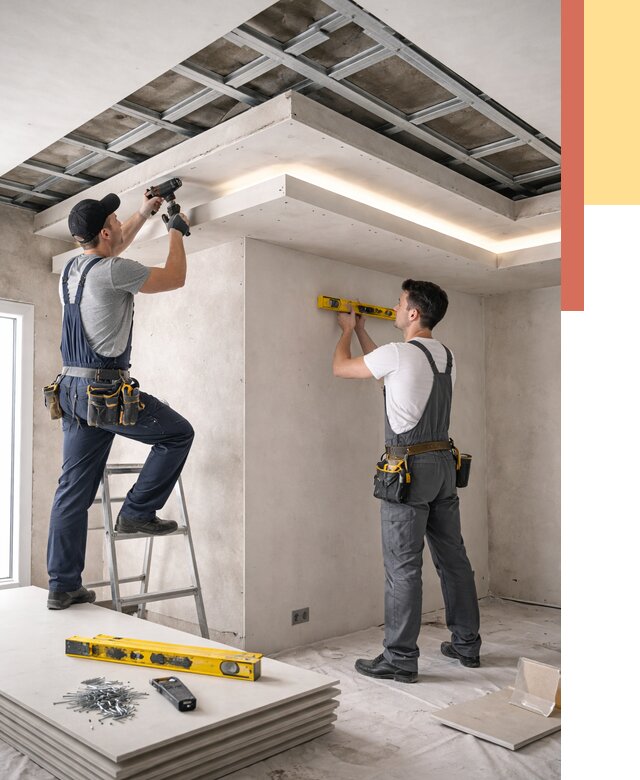 Двухуровневый потолок из гипсокартона в Каменске-Шахтинском от 1494 руб. под ключ | ОТДЕЛОЧНИК-Ксш