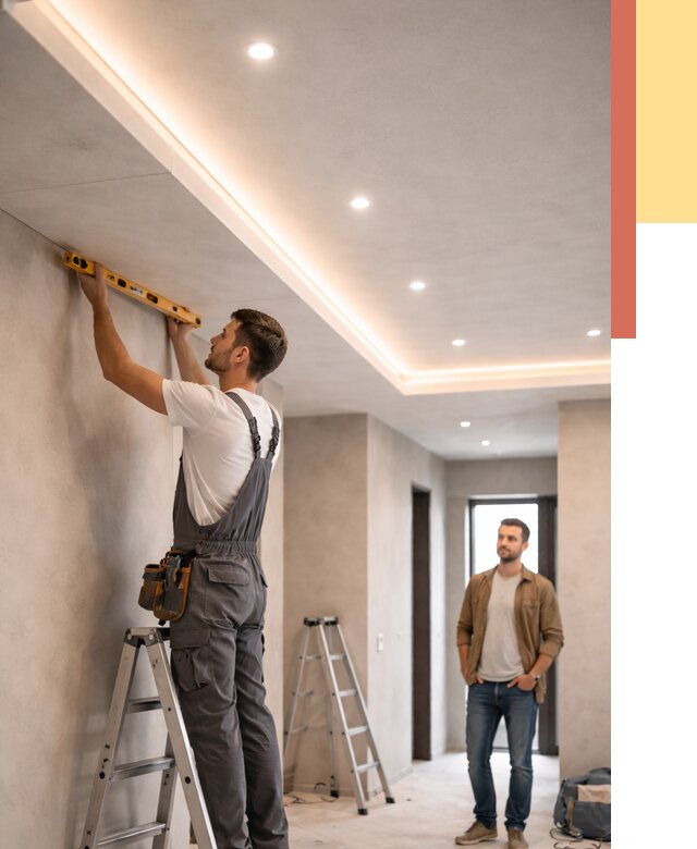 Потолок из гипсокартона с подсветкой в Каменске-Шахтинском от 773 руб./м2 под ключ | ОТДЕЛОЧНИК-Ксш