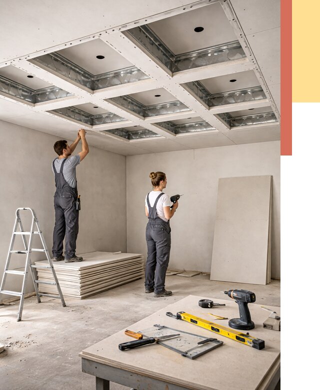 Кессонный потолок из гипсокартона в Каменске-Шахтинском от 1906 руб. — монтаж и под ключ | ОТДЕЛОЧНИК-Ксш