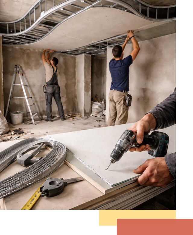 Криволинейный потолок из гипсокартона в Каменске-Шахтинском — монтаж и отделка