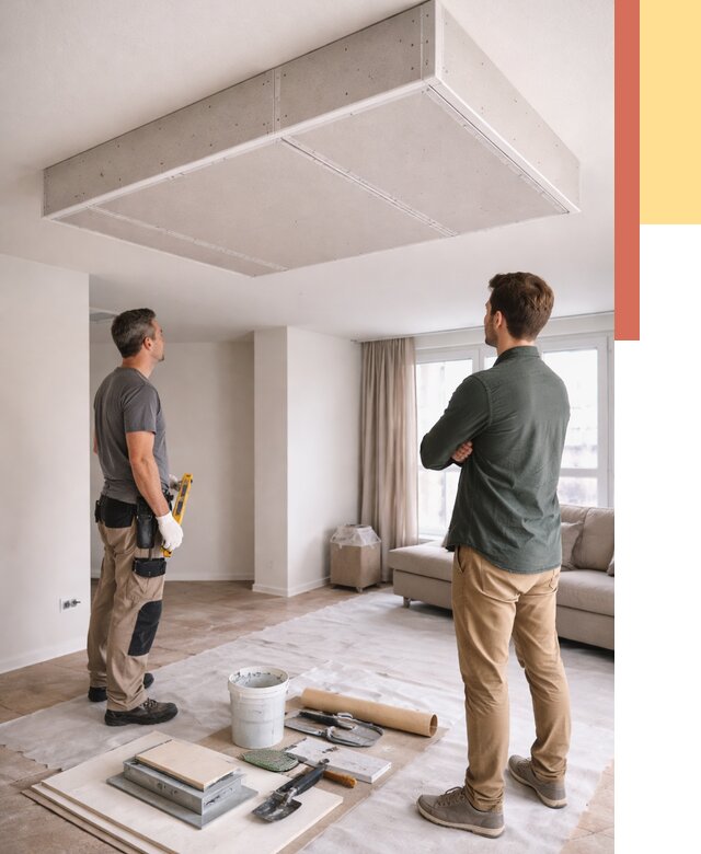 Короб на потолке из гипсокартона в Каменске-Шахтинском от 2266 руб. — монтаж и услуги под ключ | ОТДЕЛОЧНИК-Ксш