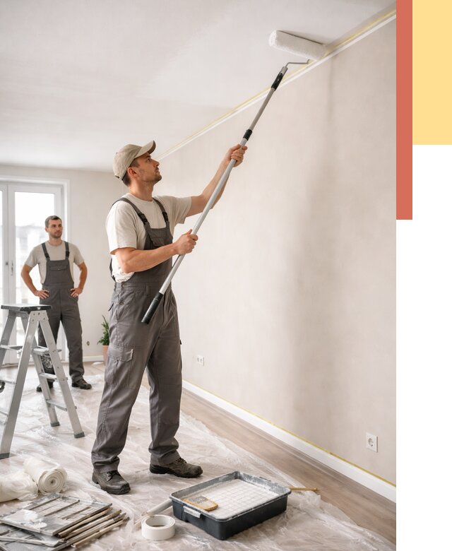 Покраска потолка из гипсокартона в Каменске-Шахтинском от 4635 руб./м2 — услуги под ключ | ОТДЕЛОЧНИК-Ксш