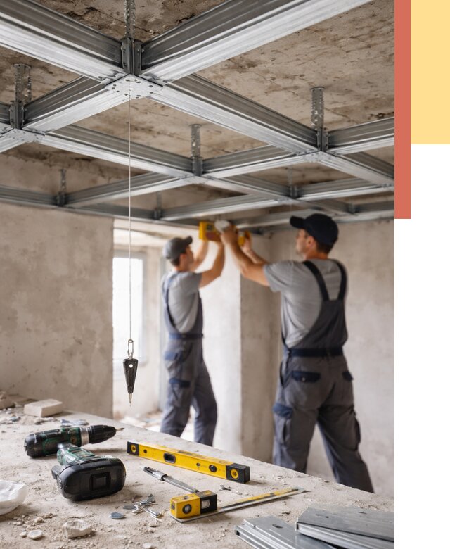 Монтаж каркаса потолка из профиля в Каменске-Шахтинском от 4635 руб. — услуги ОТДЕЛОЧНИК-Ксш